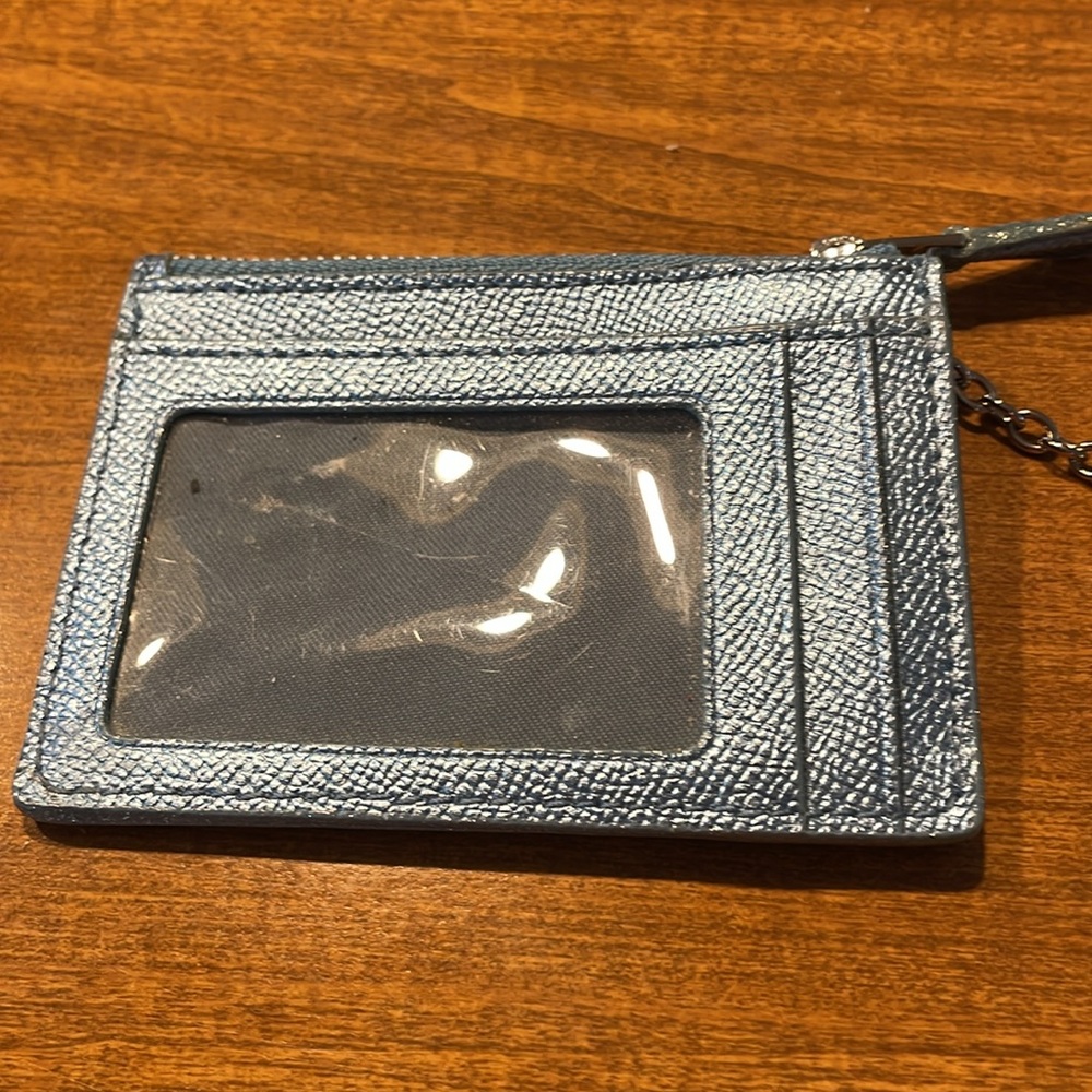 Coach Metallic Blue Keychain Wallet Nwot
